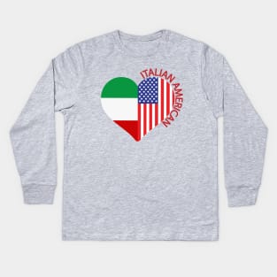 Italian American Italian Flag American Flag Heart Kids Long Sleeve T-Shirt